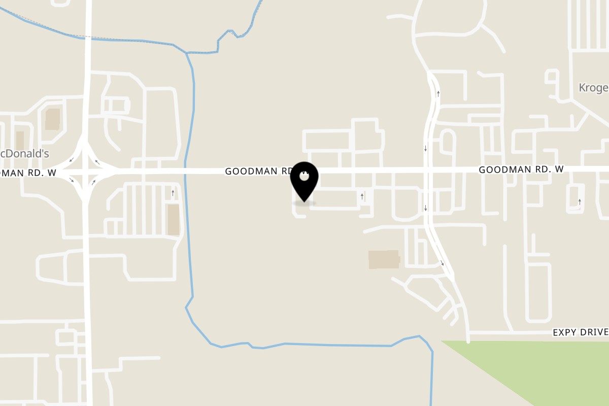 Map showing the location of Magueys Mexican Restaurant on 1255 Goodman Rd in Horn Lake